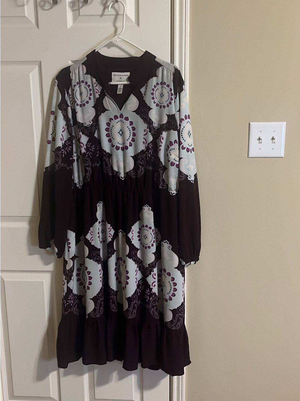 RARE FIND Lane Bryant X girl with curves collection burgundy printed Dress